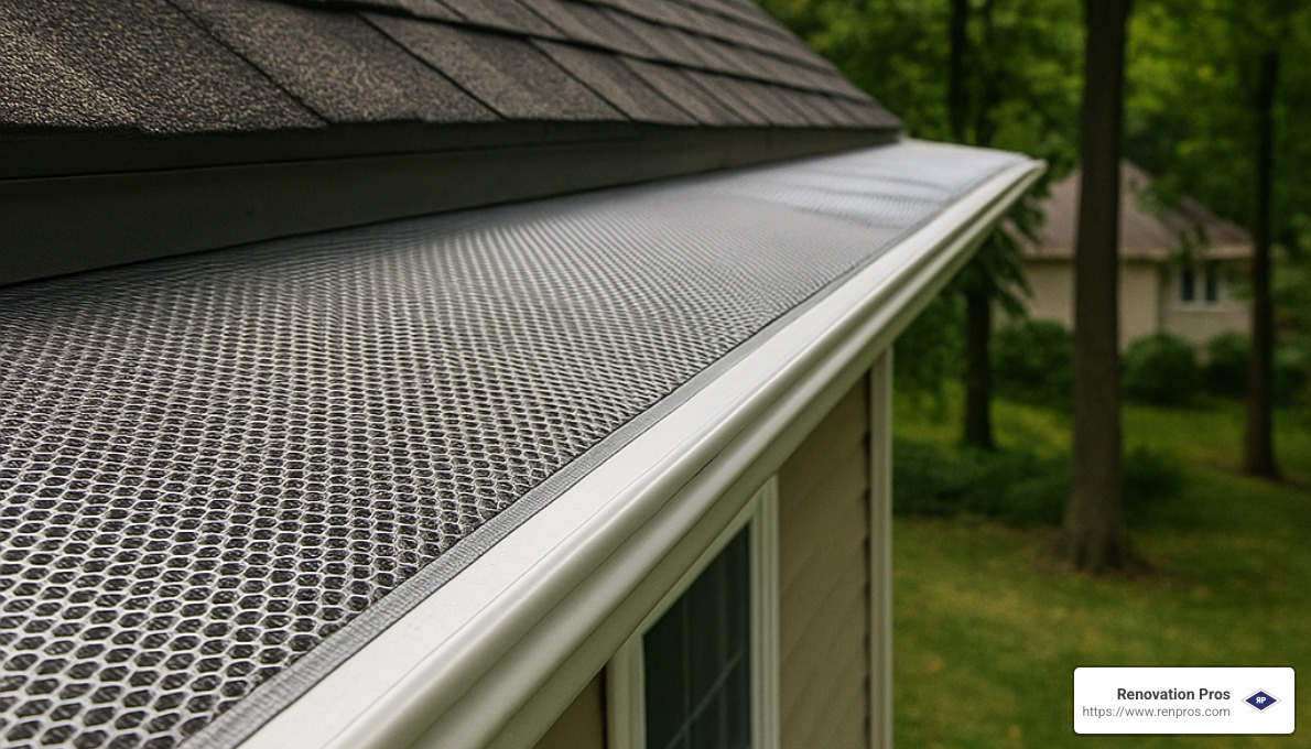Gutter guard installation showing mesh covering over gutters - clogged gutters water damage temecula Gutter guard installation showing mesh covering over gutters - clogged gutters water damage temecula