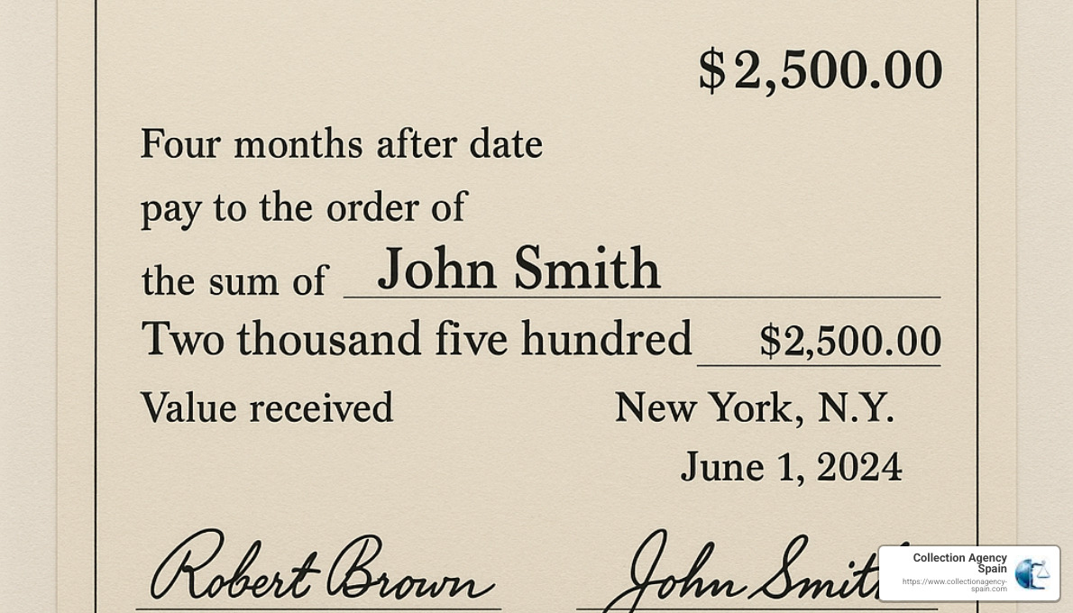 bill of exchange document - recouvrement de créances Espagne