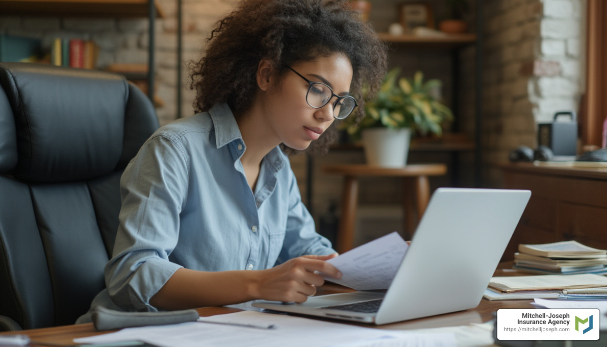 Small business owner reviewing insurance options - Importance of business insurance
