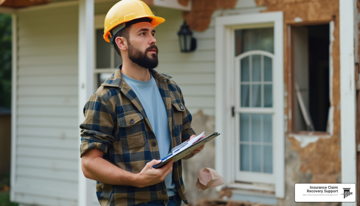 public adjuster inspecting property damage - public adjuster income