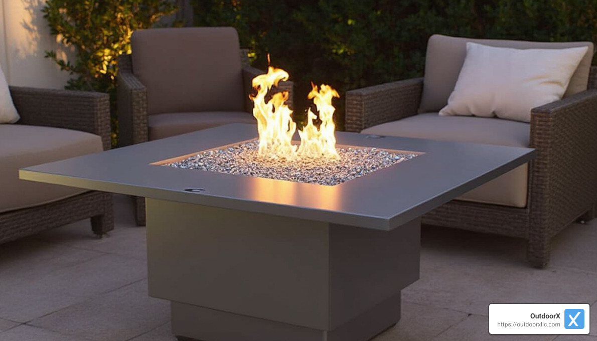 modern gas firepit with glass beads - Backyard Firepits