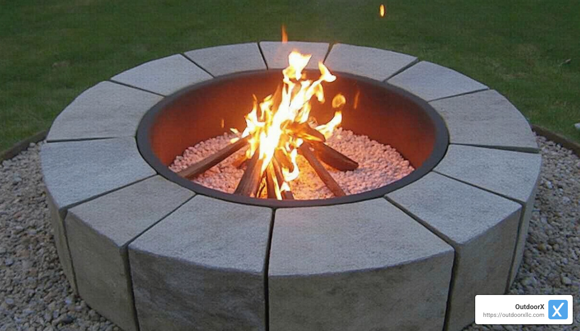 traditional wood burning firepit with stone surround - Backyard Firepits