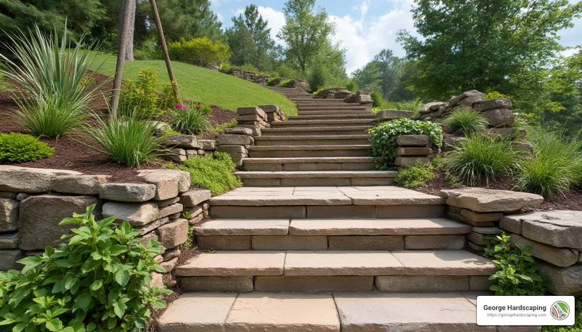 granite steps on hillside - granite steps design ideas