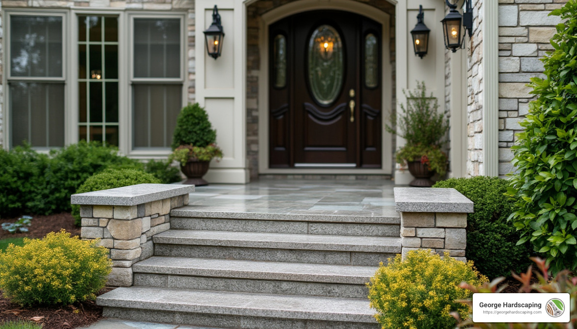 granite entrance steps enhancing home curb appeal - granite steps design ideas