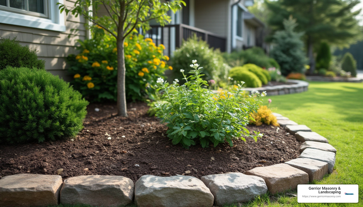 garden before and after stone edging installation - Decorative stone garden edging