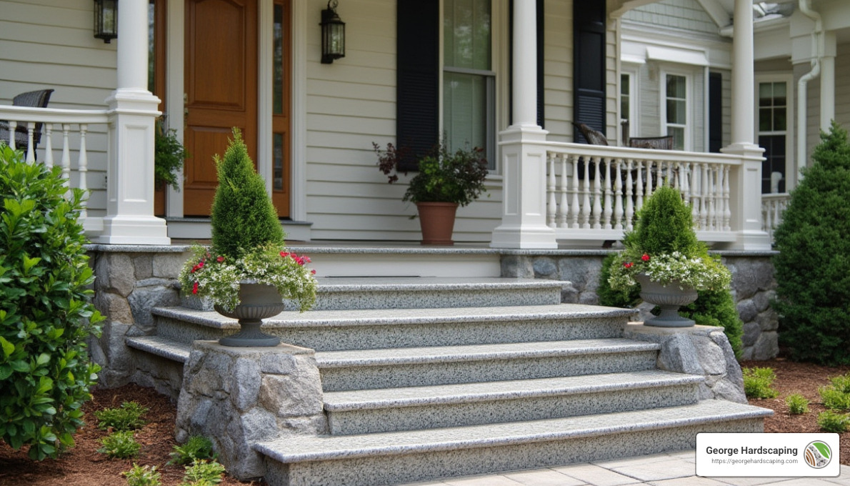 classic granite entrance steps - granite steps design ideas
