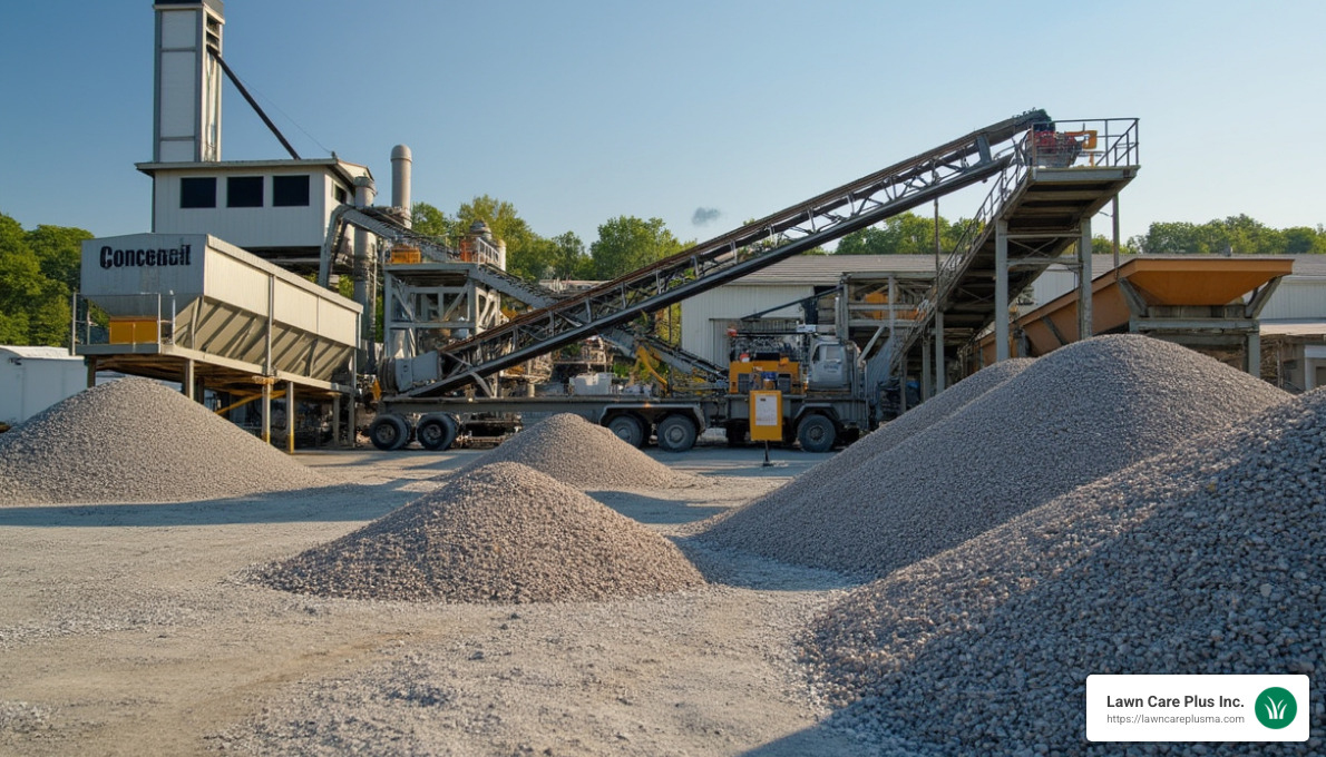 concrete being recycled at processing facility - concrete driveway removal and replacement