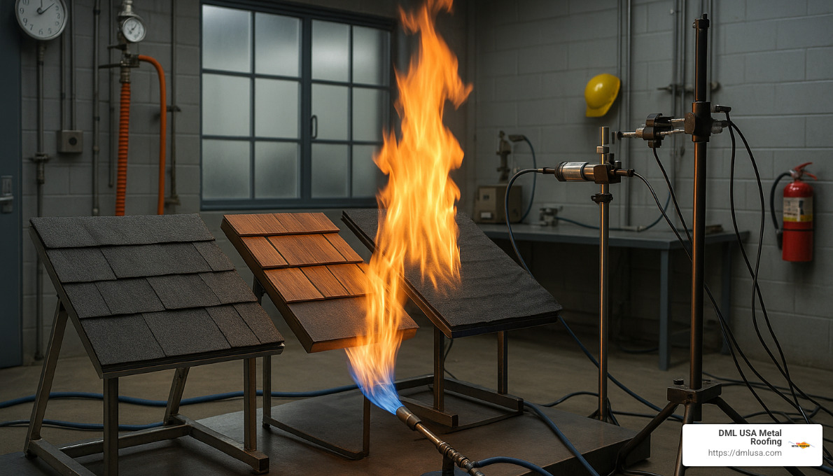 Fire testing of different roofing materials in laboratory conditions - fireproof roofing solutions