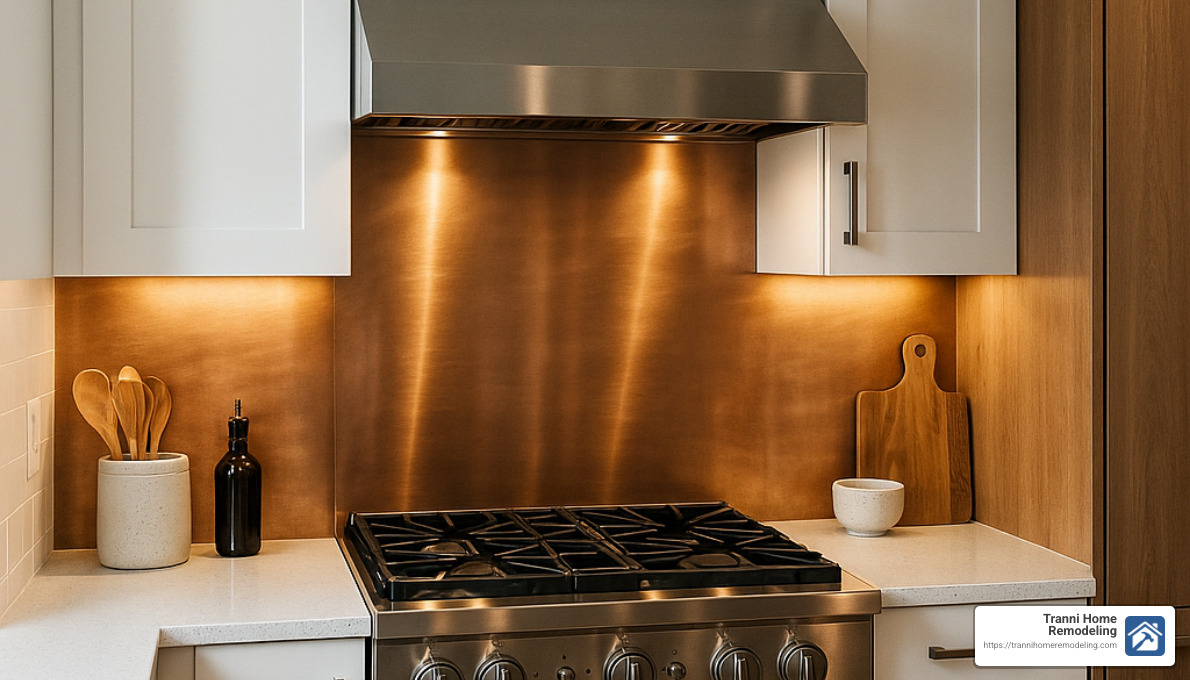 copper stainless steel backsplash - kitchen backsplash designs