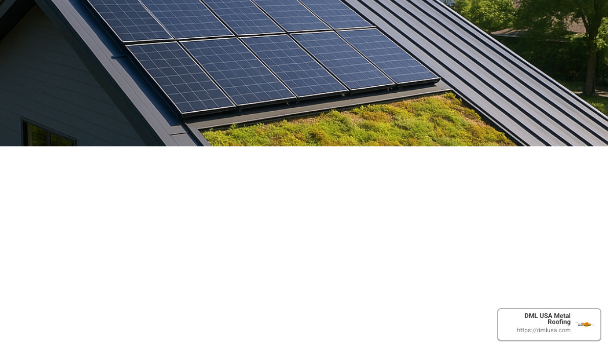 hybrid metal roof with solar panels and green roof sections - energy saving roof panels