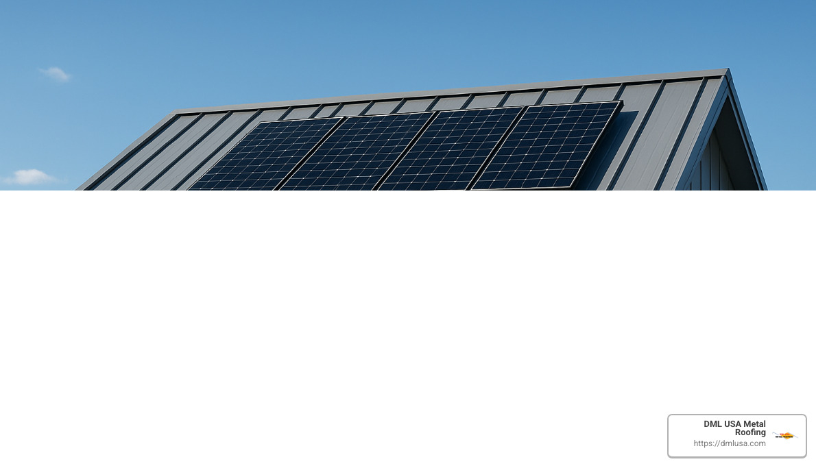 metal roof with solar panels installed - energy saving roof panels