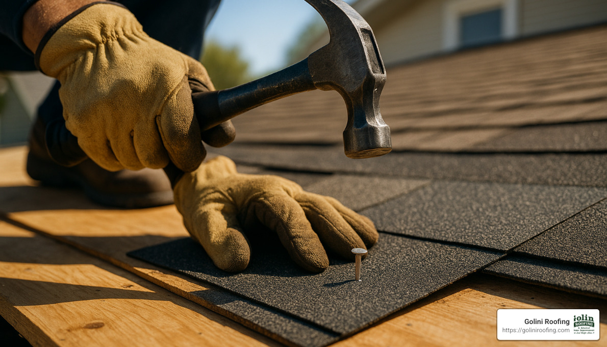 hand-nailing technique for roofing installation - roofing installations