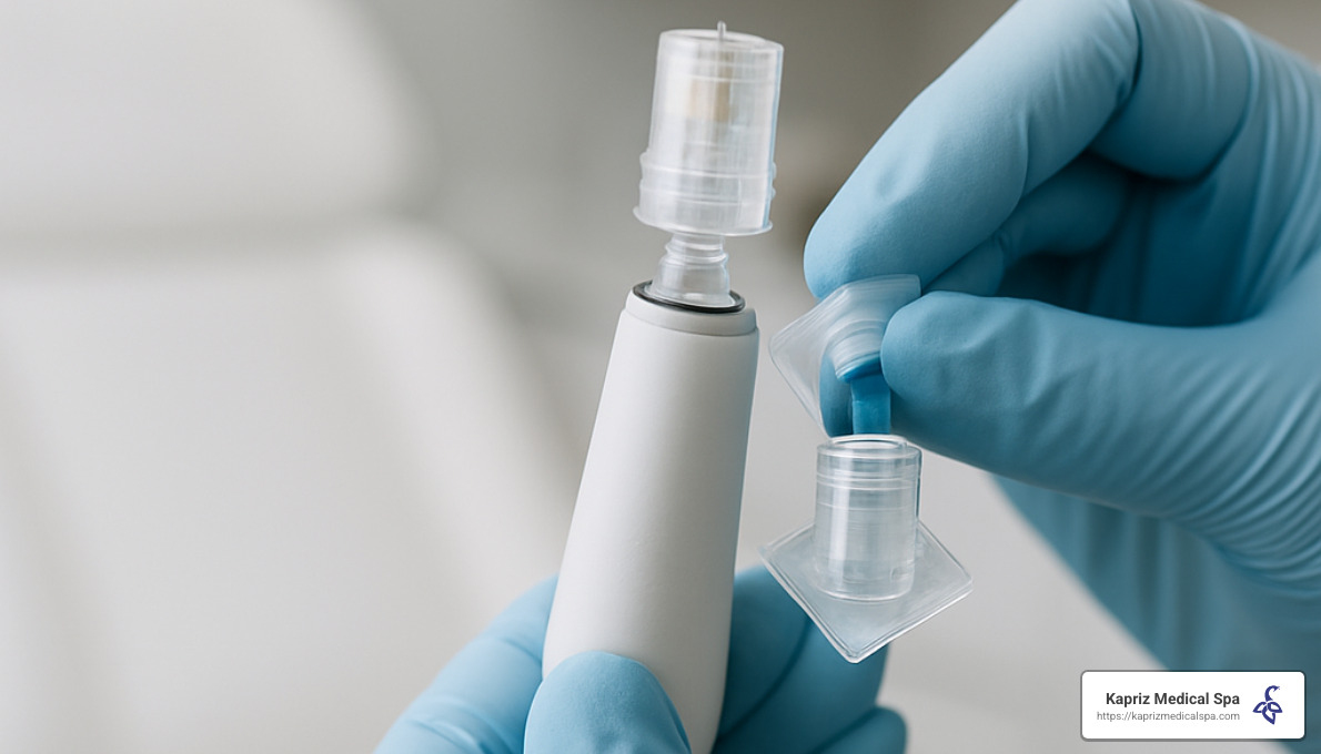 Sterile microneedling cartridge being prepared for treatment - microneedling benefits jacksonville fl