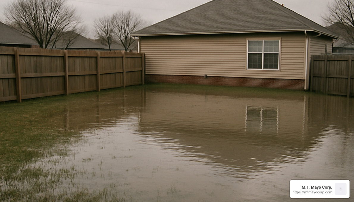 flooded backyard with standing water - land grading near me