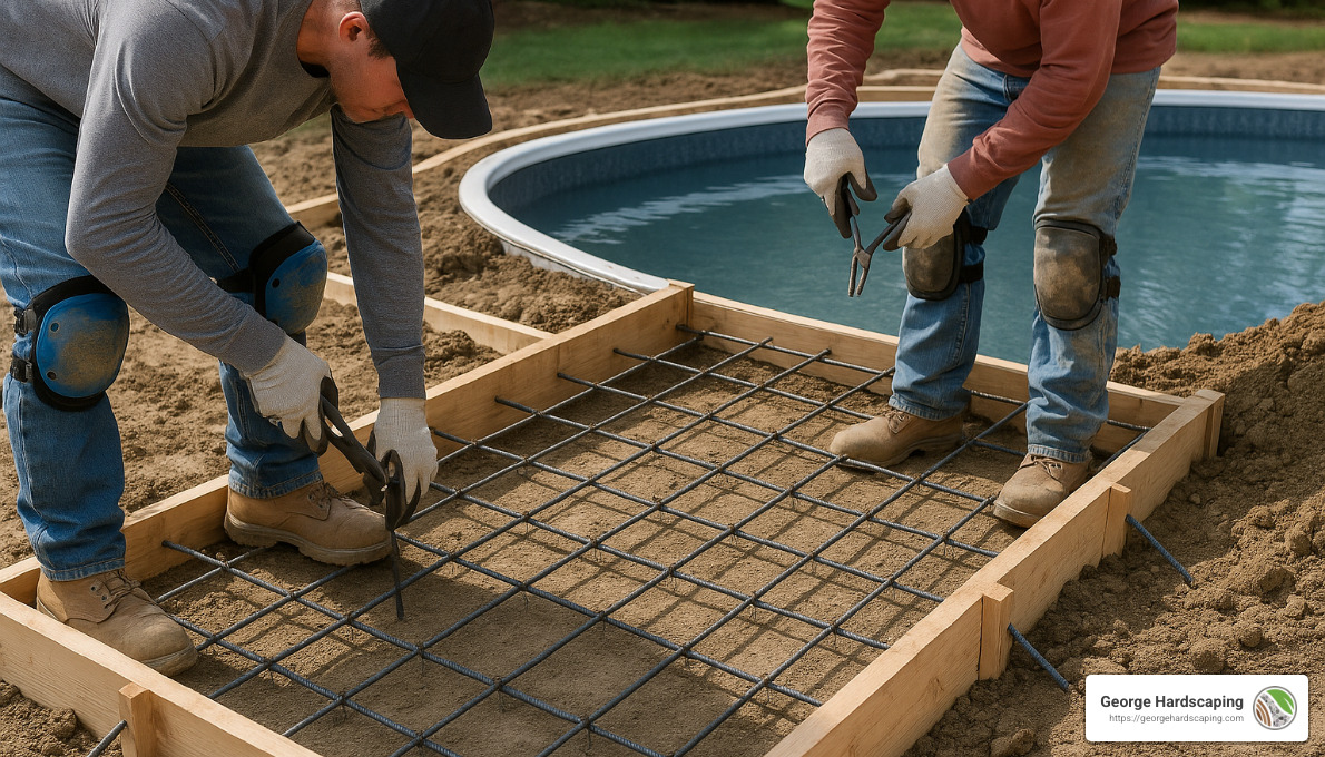 Construction of concrete collar for pool coping - paver pool coping installation