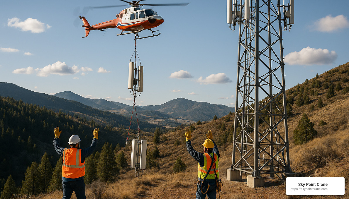 helicopter lifting telecom equipment - Crane use in the telecom industry 