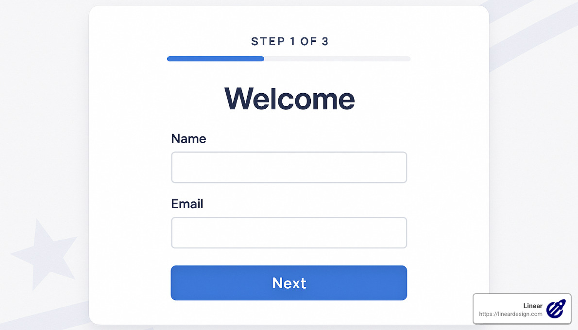 multi-step form design example - landing page design best practices