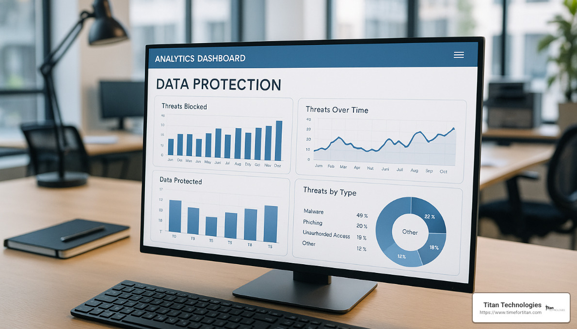 Analytics dashboard showing data protection metrics and trends - data protection plan