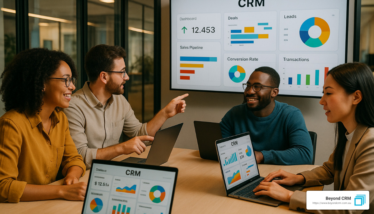 startup team comparing crm dashboards - CRM solutions for startups