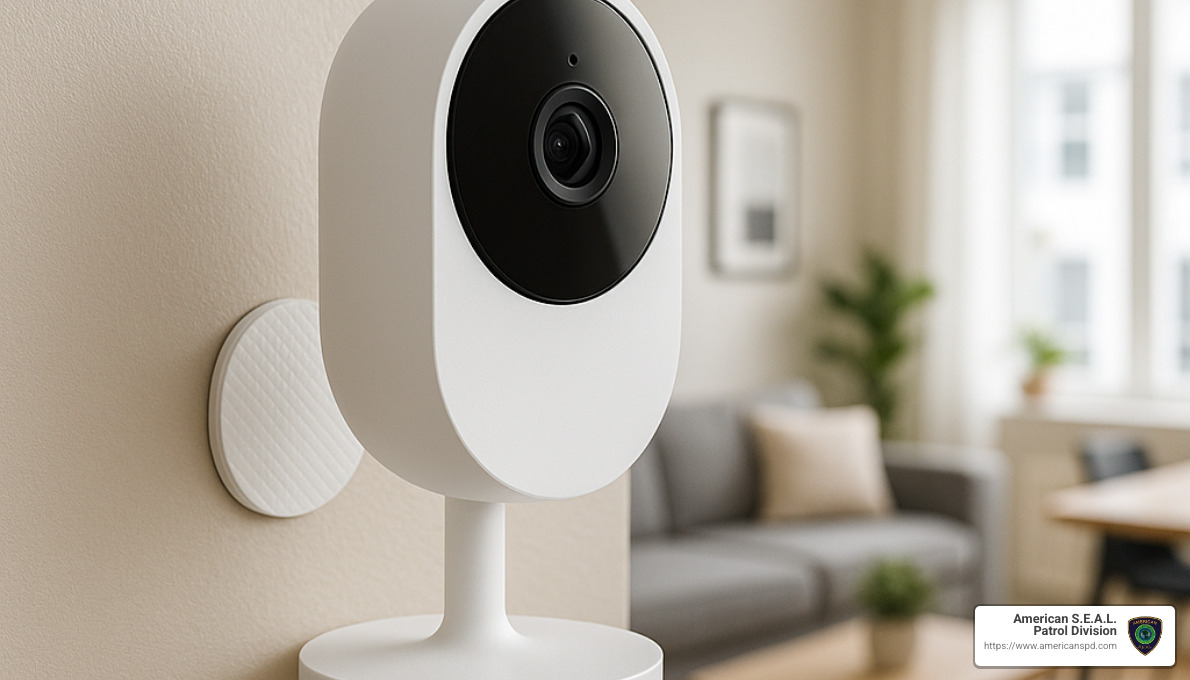 indoor security camera with adhesive mount - apartment friendly security camera