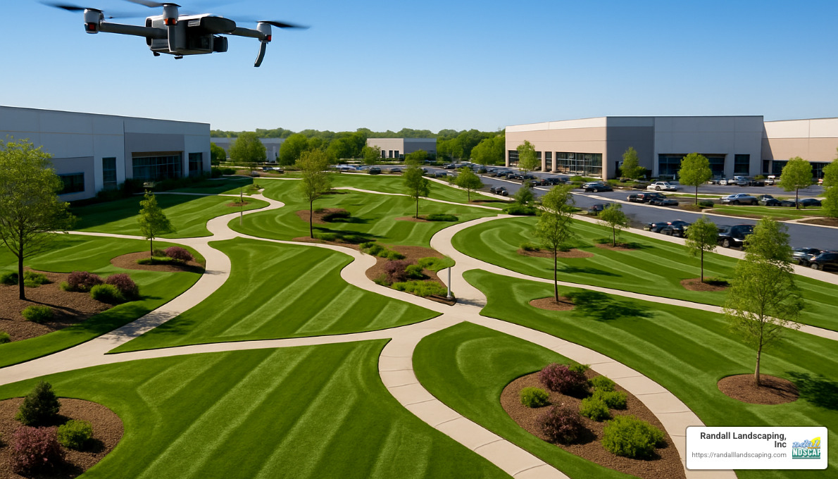 drone surveying commercial landscape - corporate landscaping companies