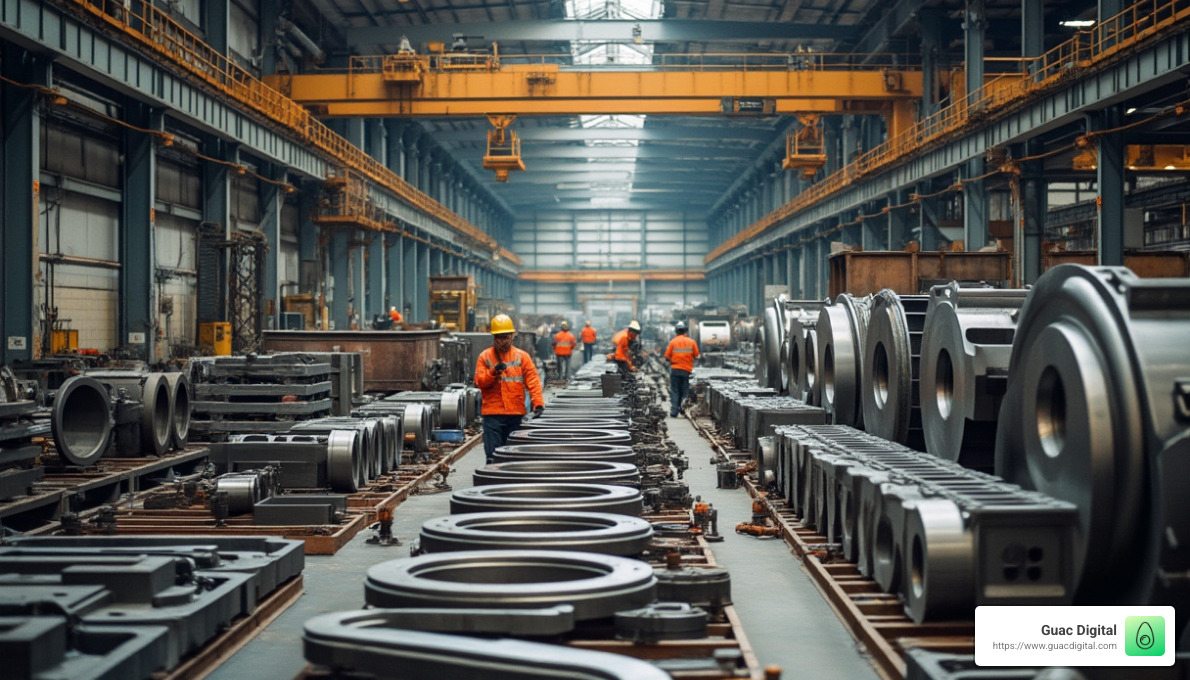 manufacturing facility with heavy machinery and castings - romi