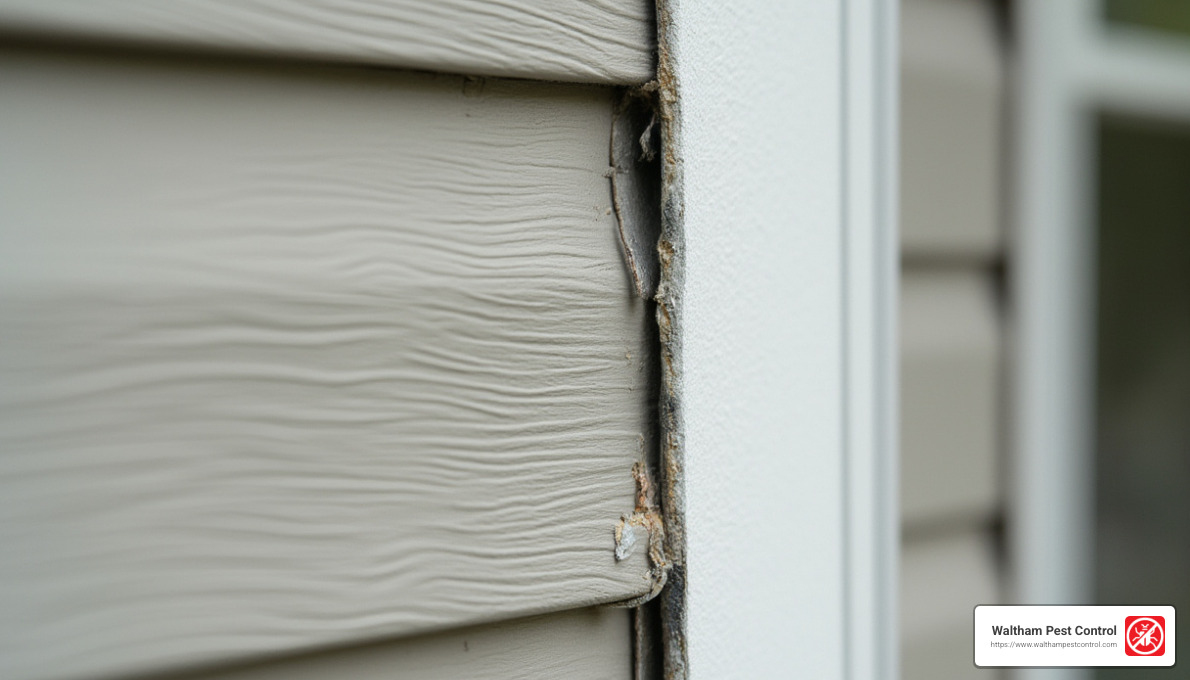 properly sealed gap in home siding - how to exterminate carpenter ants in house