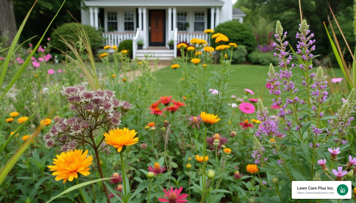 native plant pollinator garden in Roslindale yard - Landscapers Roslindale MA