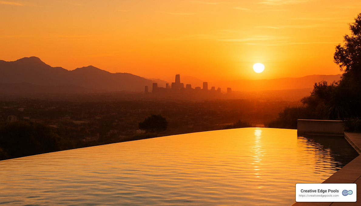 infinity edge pool at sunset - luxurious pool