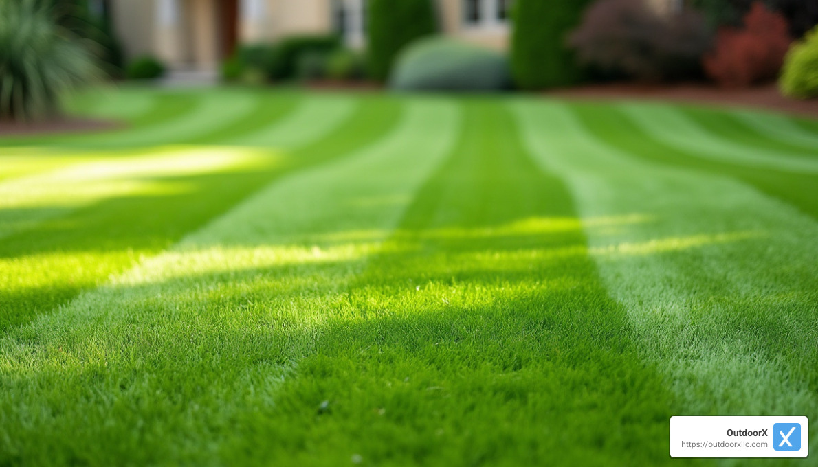 professionally striped lawn - lawn mowing service