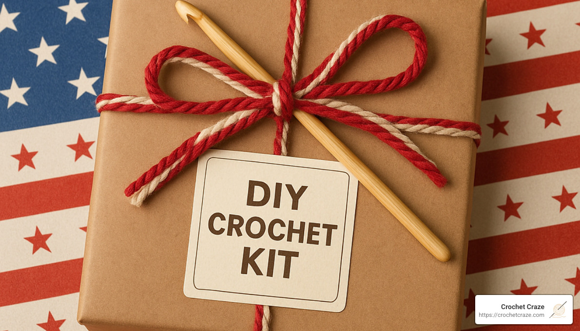 Wrapped DIY crochet kit as a gift - DIY crochet kits