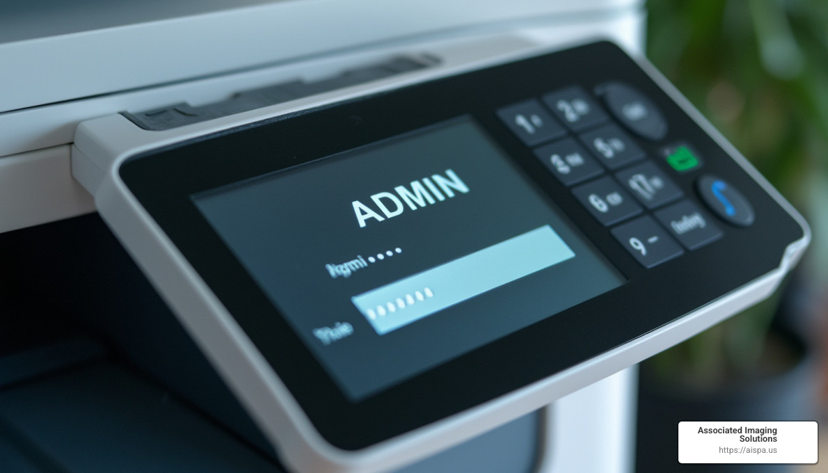 Sharp printer admin login screen with password field - how to change printer tray settings sharp