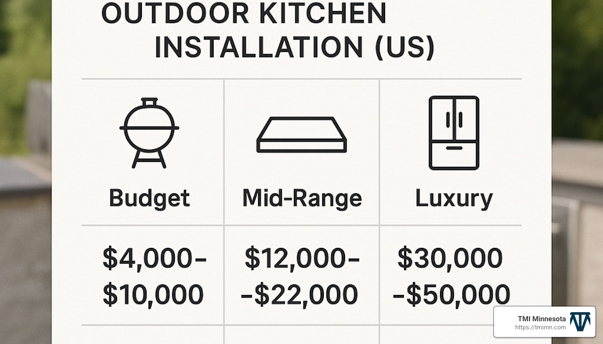 Cost breakdown chart for outdoor kitchen installation - outdoor kitchen installation