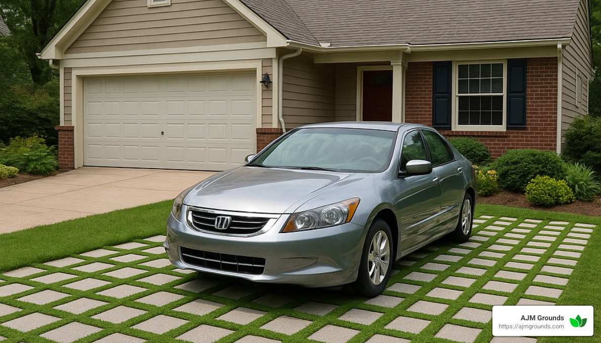 permeable driveway with planted joints - residential hardscape design