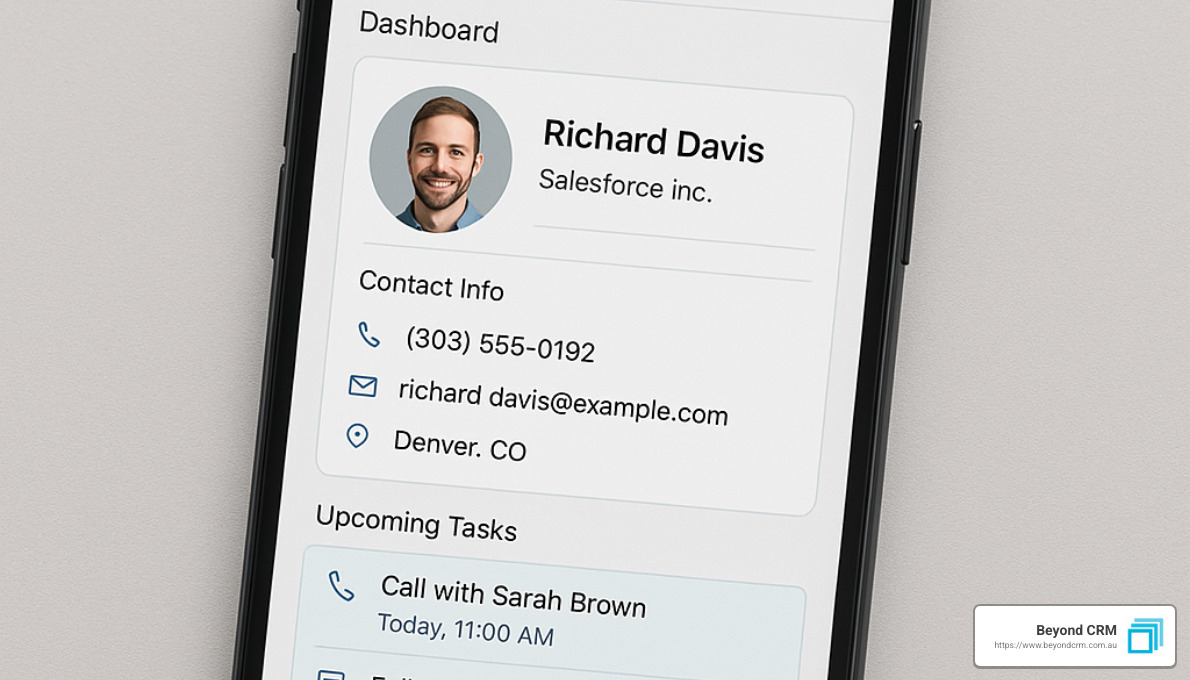 Mobile CRM automation interface showing task management and customer data - crm automation software