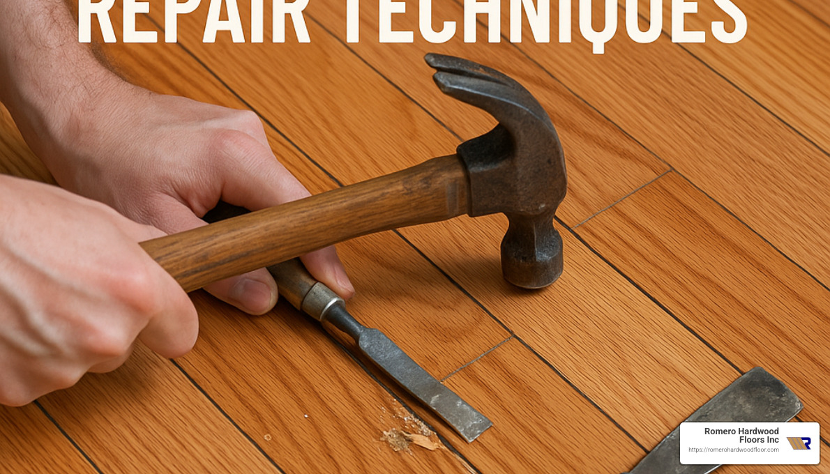 moisture meter being used on hardwood floor - Hardwood Floor Repair Techniques