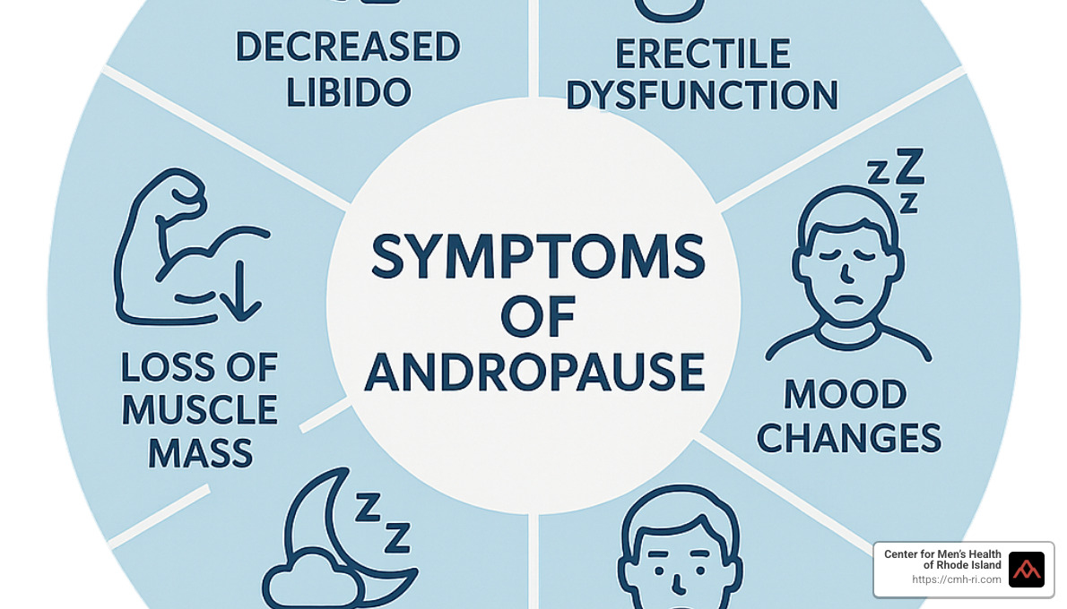 Symptoms wheel showing common andropause symptoms - andropause