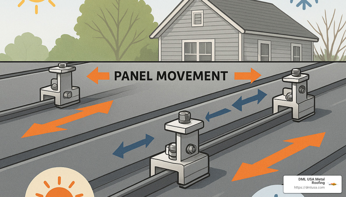thermal expansion diagram showing metal roof movement - durable solar mounting solutions for metal roofs: the ultimate guide