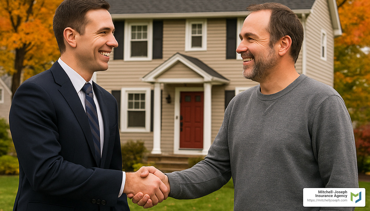 3cb3f349fc2cdb8736b39be5e408440b99b4f5fd Home Insurance in Rochester: A Comprehensive Company Comparison Compare home insurance companies rochester ny, discover 2024 rates, coverage tips, and choose the best policy for your Rochester home. insurance agent shaking hands with homeowner - home insurance companies rochester ny