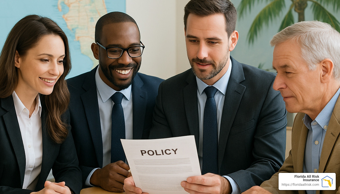 Florida insurance experts reviewing policy options with a client - independent insurance agency Florida