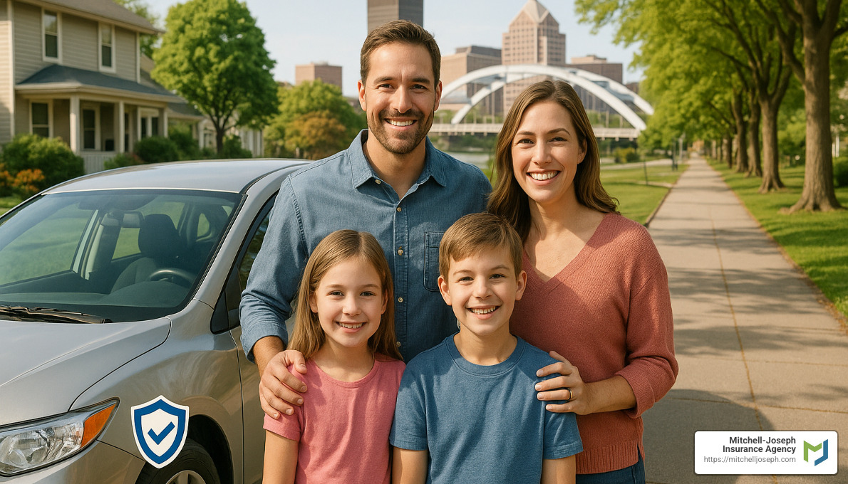 Family with insured car in Rochester - metlife auto insurance rochester ny