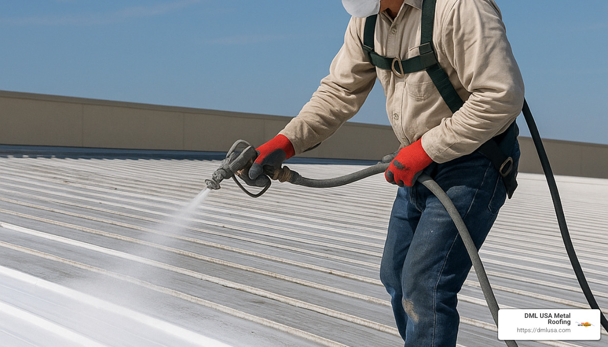 spray application of metal roof coating - metal roof coating companies