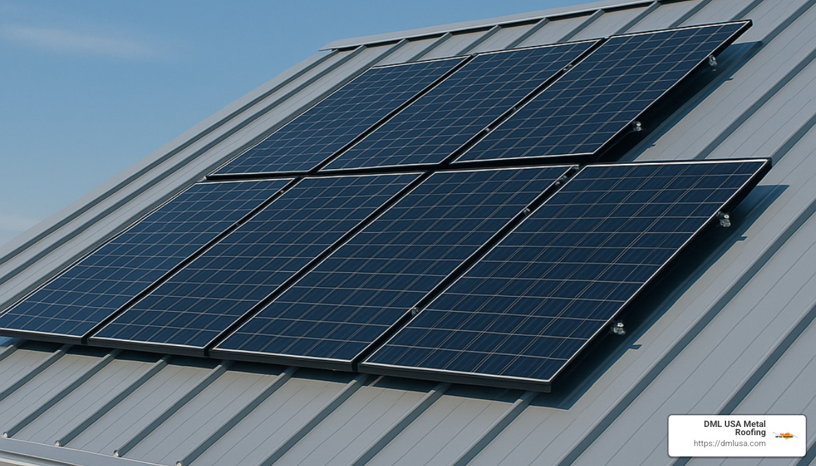 completed metal roof with solar panels - metal roof coating companies