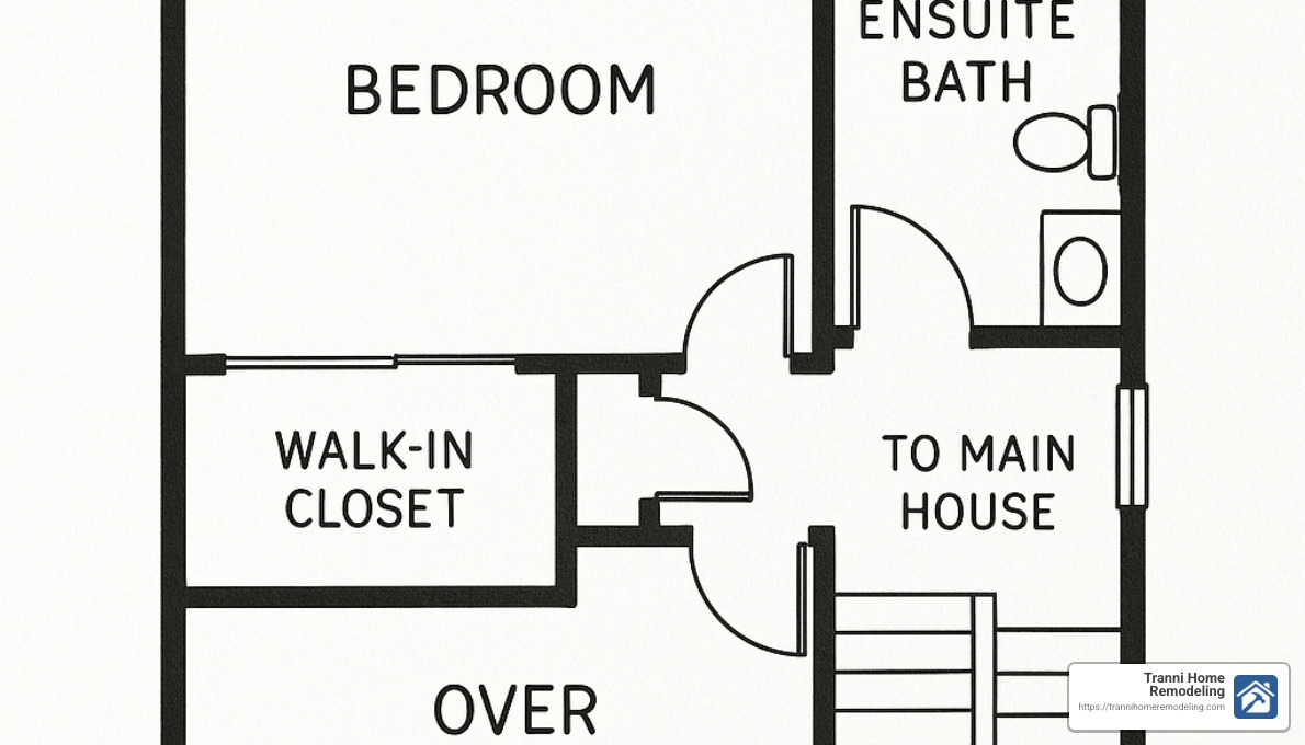 sample floor plan for over-garage master suite addition - 2 story attached garage addition