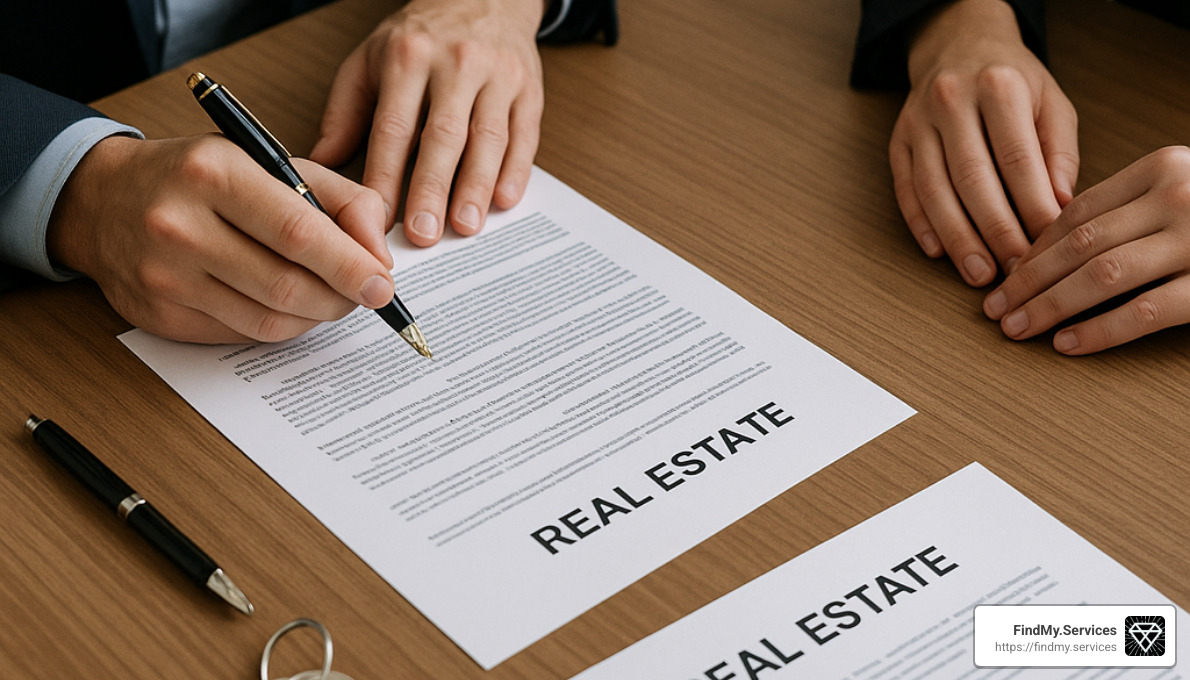 real estate closing table with documents - experienced real estate lawyers