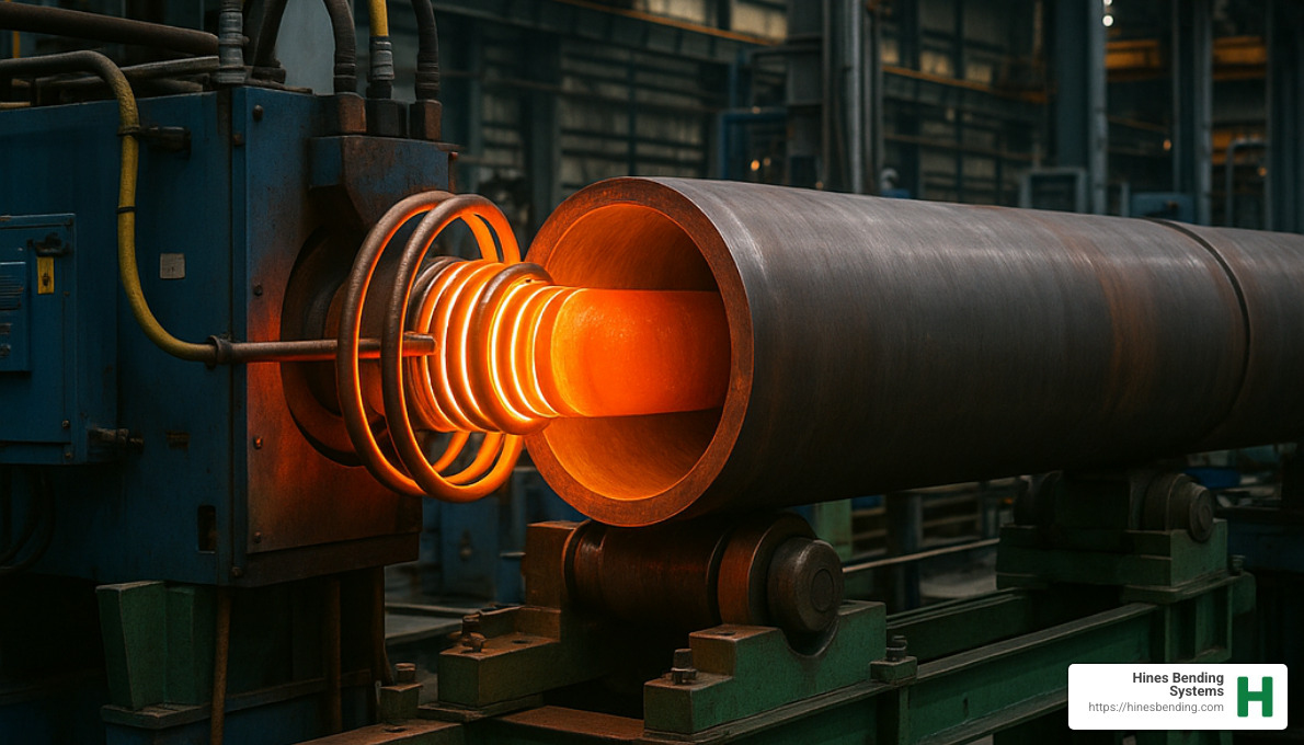 glowing induction coil heating pipe for bending - pipe bender