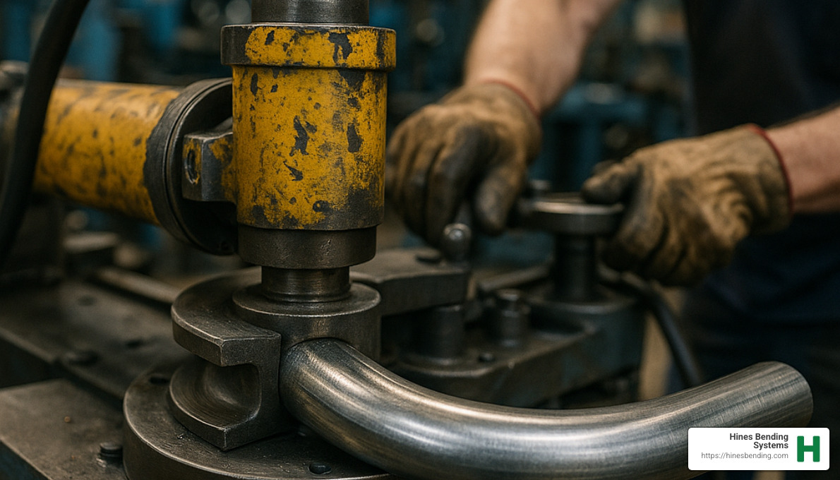 hydraulic cylinder in pipe bending action - pipe bender
