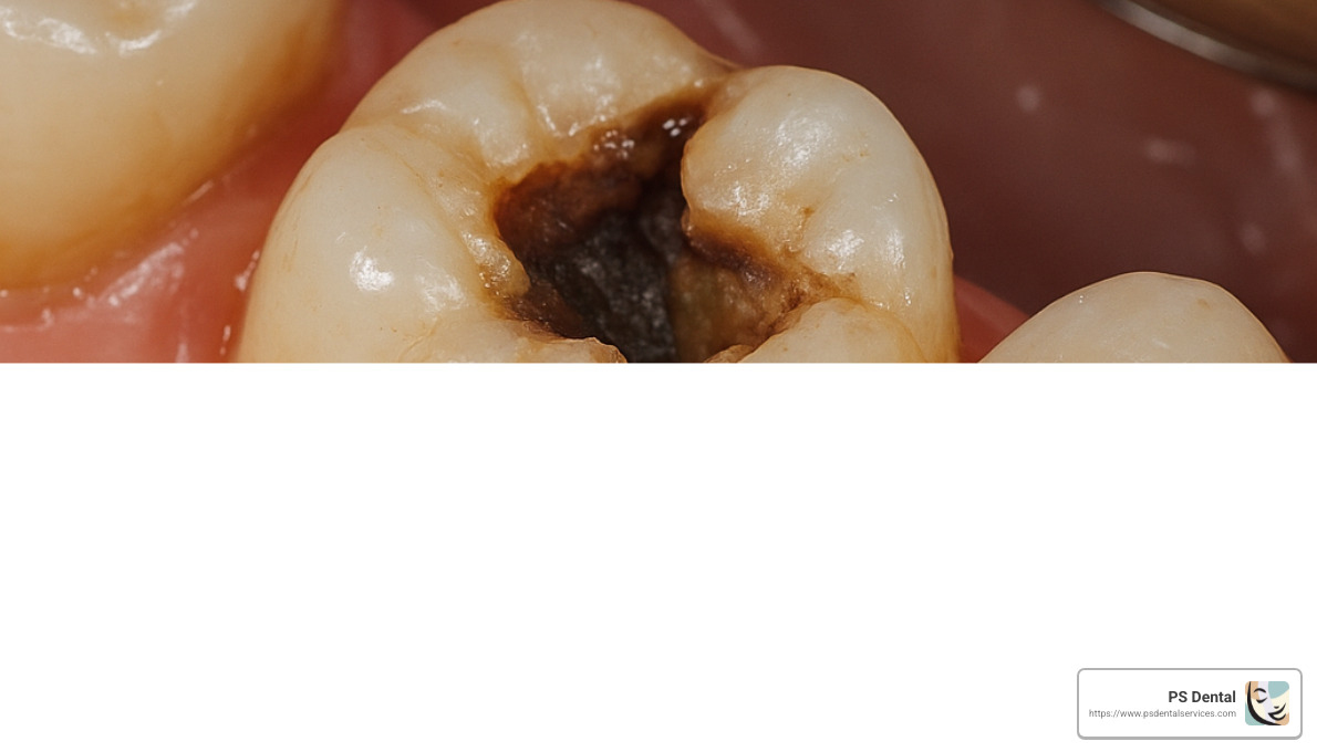 severely damaged molar tooth before crown procedure - Molar crown procedure