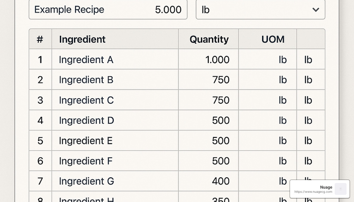 ERP recipe formulation screen - ERP for batch manufacturing
