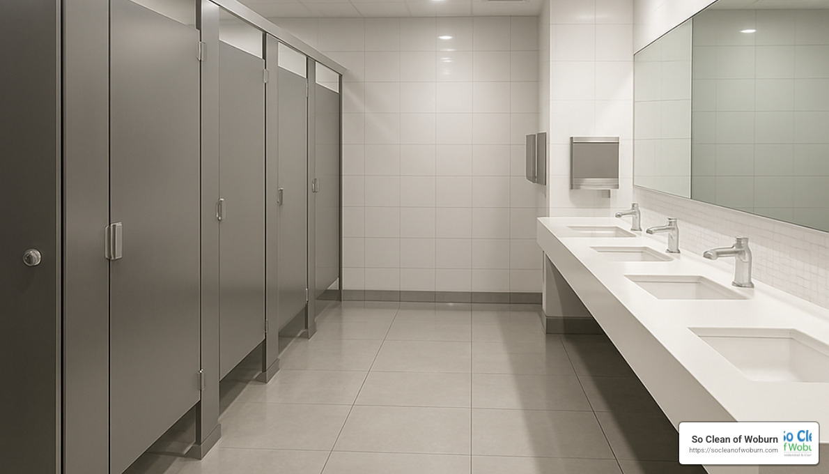 Clean, modern commercial restroom - Commercial restroom cleaning services